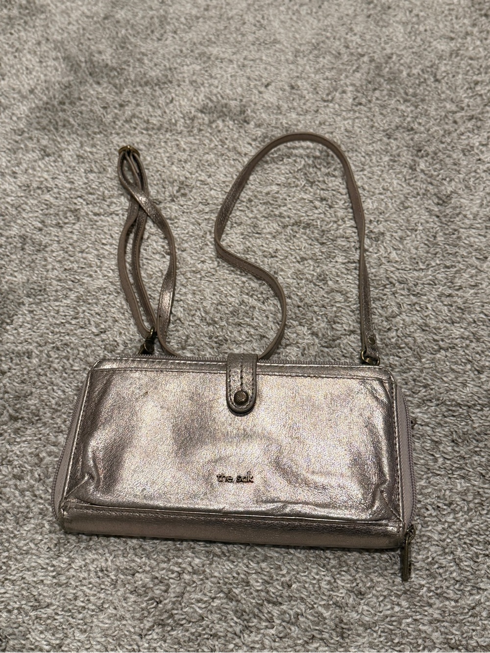 The Sak Metallic Taupe Convertible Crossbody Clutch